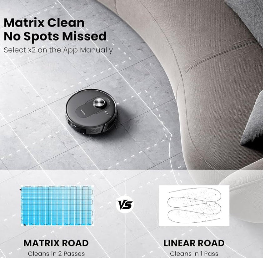 Proscenic Q8 Robot Vacuum Cleaner with Mop, Ultra Strong 6000Pa Robotic Vacuum with Lidar Navigation, 5 Real-Time Mapping, WiFi/Alexa/APP Remote Control Robot Hoover for Floor Carpet Pet Hair
