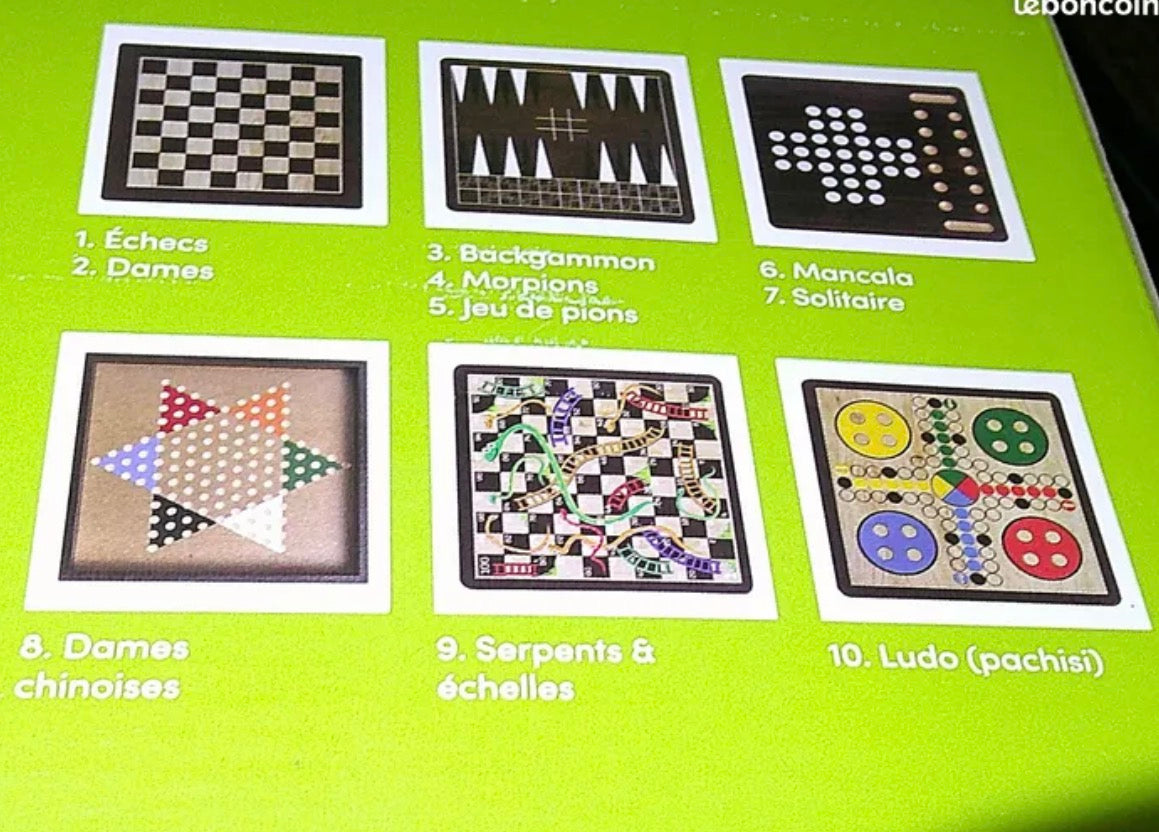 10-in-1 Wooden Game Box