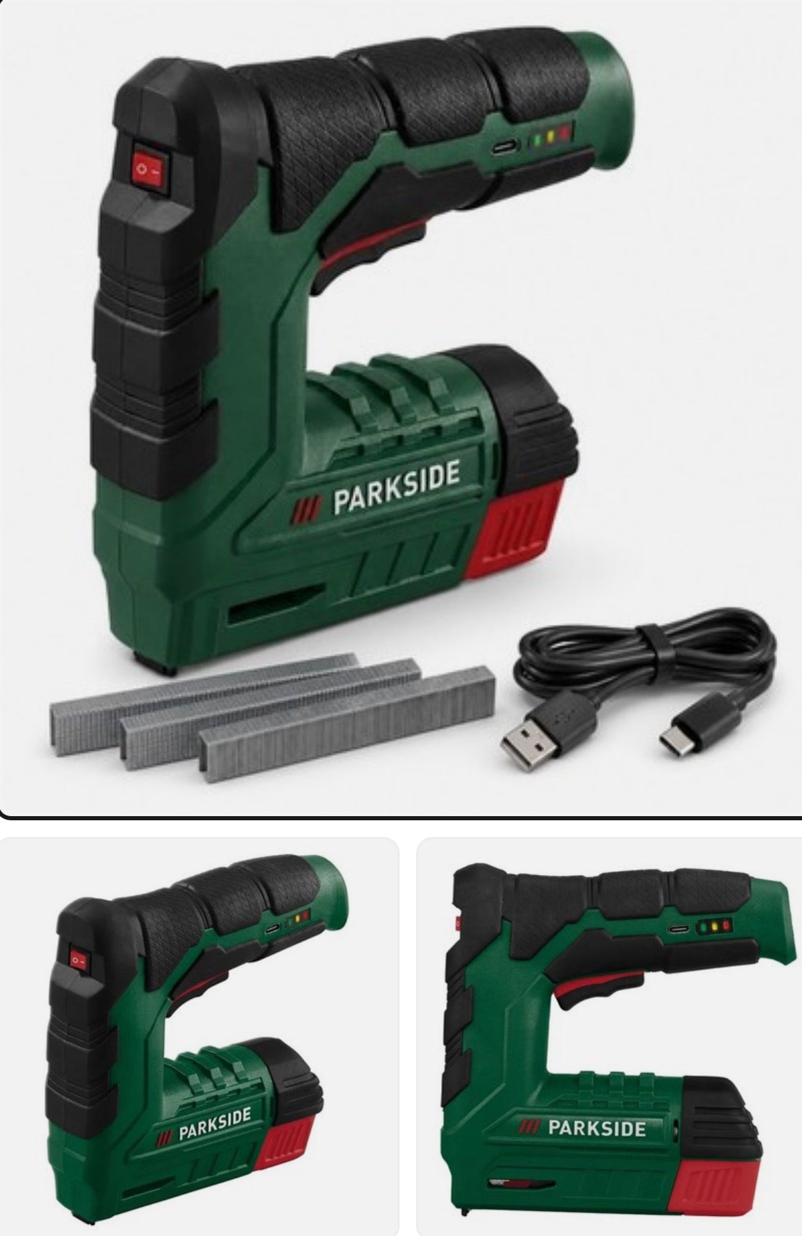 Parkside 4V Cordless 2in1 Stapler Nailer Gun Build-In Rechargeable Battery