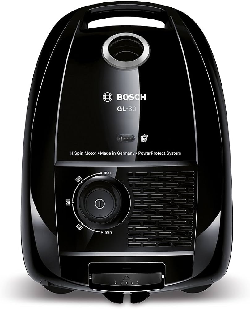 Bosch Vacuum Cleaner with Bag GL-30 BGL3B112, Floor Vacuum Cleaner, Hygiene Filter, for Parquet, Carpet, Tiles, Strong Suction Power, Long Cable, Upholstery Nozzle, 650 W, Black