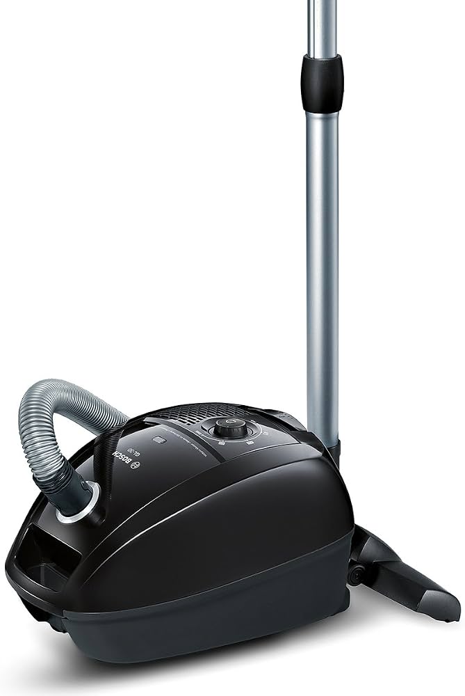Bosch Vacuum Cleaner with Bag GL-30 BGL3B112, Floor Vacuum Cleaner, Hygiene Filter, for Parquet, Carpet, Tiles, Strong Suction Power, Long Cable, Upholstery Nozzle, 650 W, Black