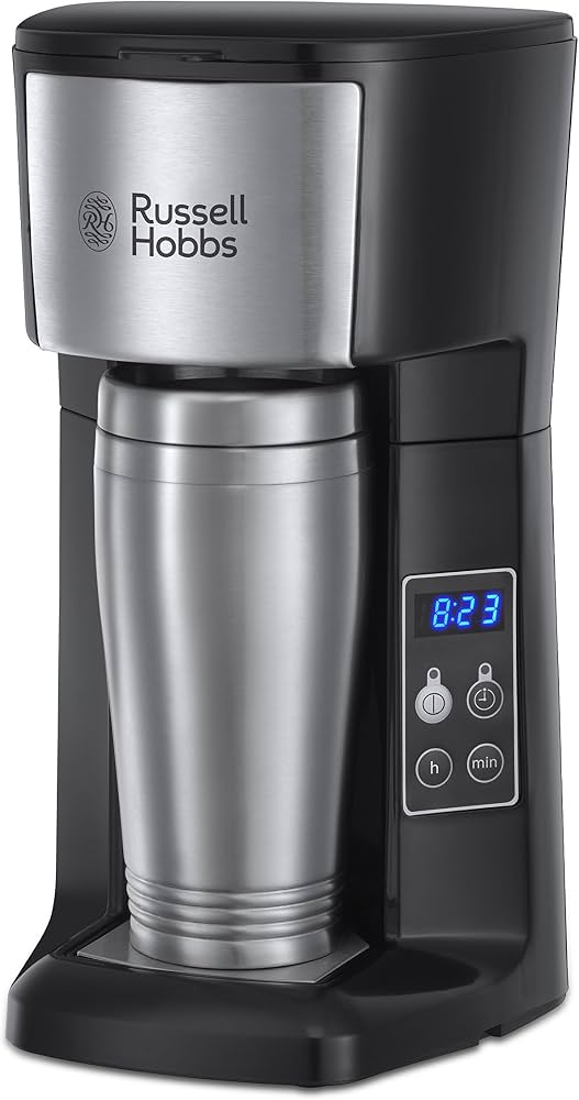 Russell Hobbs 22630 Brew and Go Filter Coffee Machine, 1.1 Liters and Mug, Stainless Steel, 400 Ml, Silver/Black