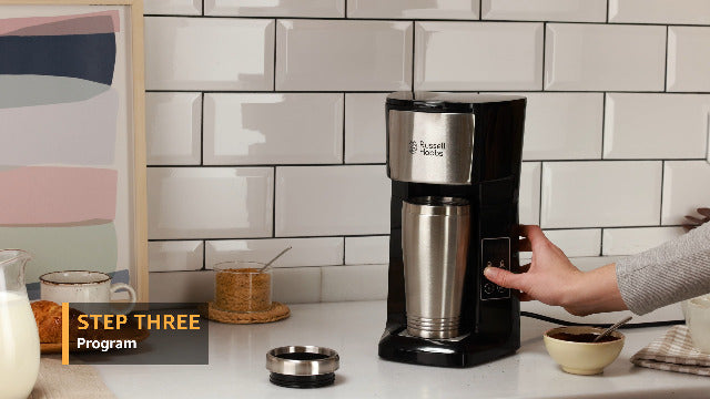 Russell Hobbs 22630 Brew and Go Filter Coffee Machine, 1.1 Liters and Mug, Stainless Steel, 400 Ml, Silver/Black