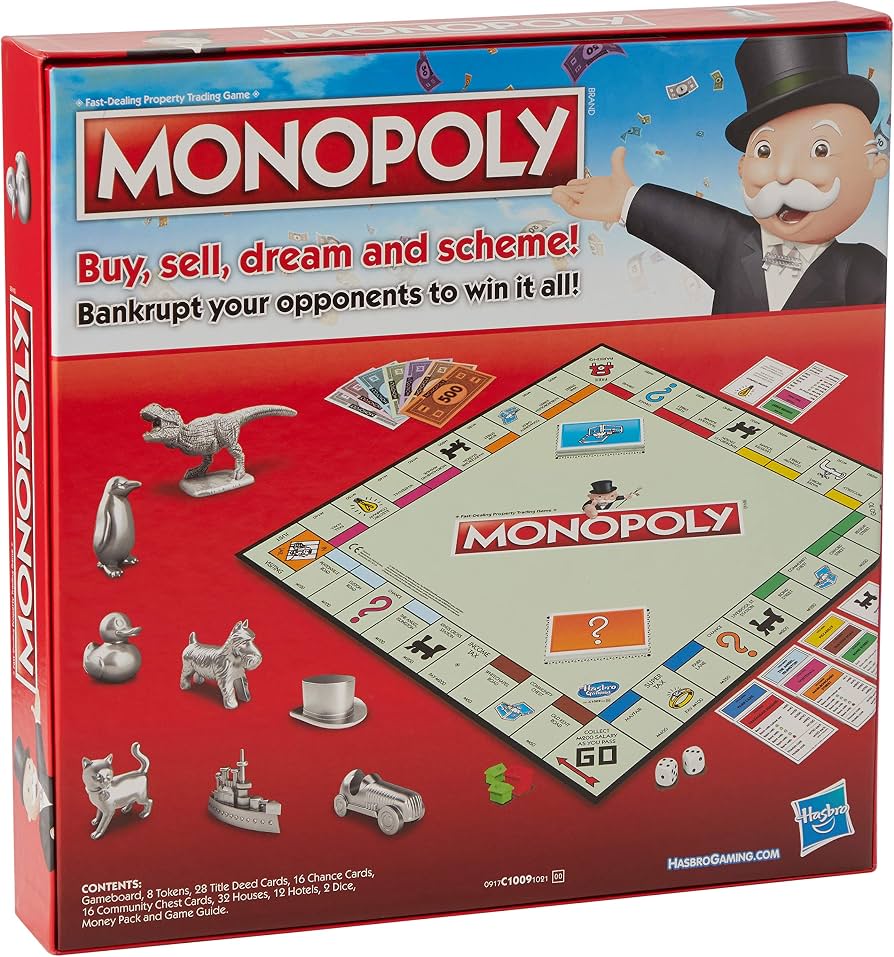 Hasbro Monopoly, C1009302, Classic Family Classic Board Game for 2 to 6 Players, for Children 8 Years and Up