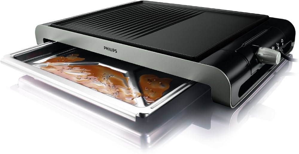 Philips 2300-Watt Black Modern Reversible Cooking Surface Griddle with Drip Tray