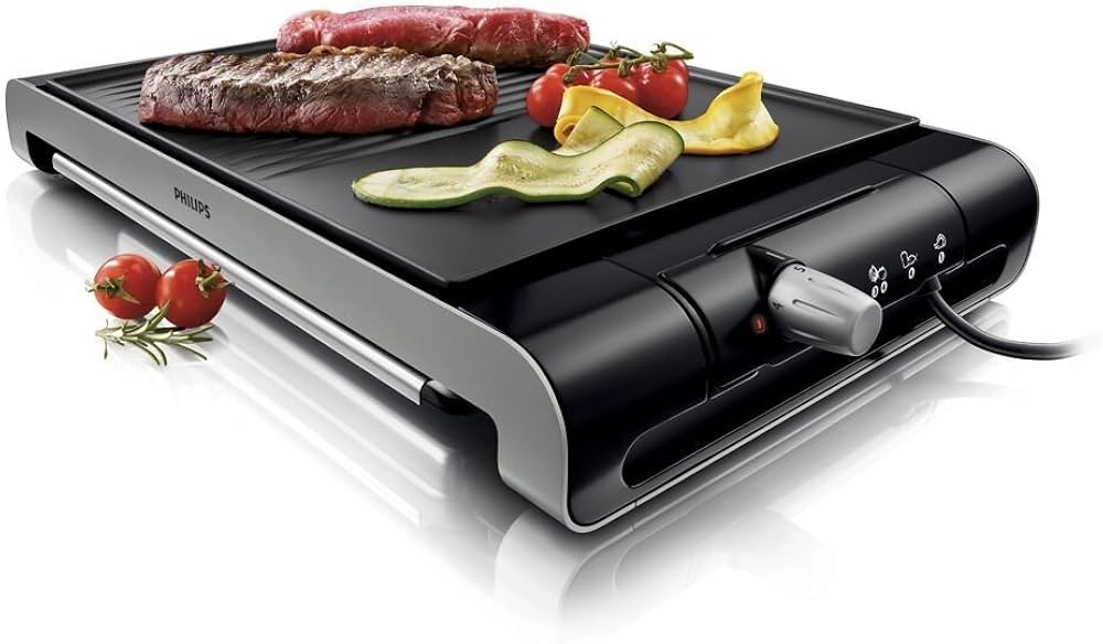 Philips 2300-Watt Black Modern Reversible Cooking Surface Griddle with Drip Tray