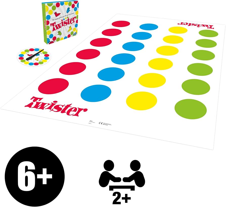 Hasbro Gaming Twister Game, Family and Kids Party Game, Twister Board Game Ages 6 and Up, Indoor and Outdoor Classic Game - English Version