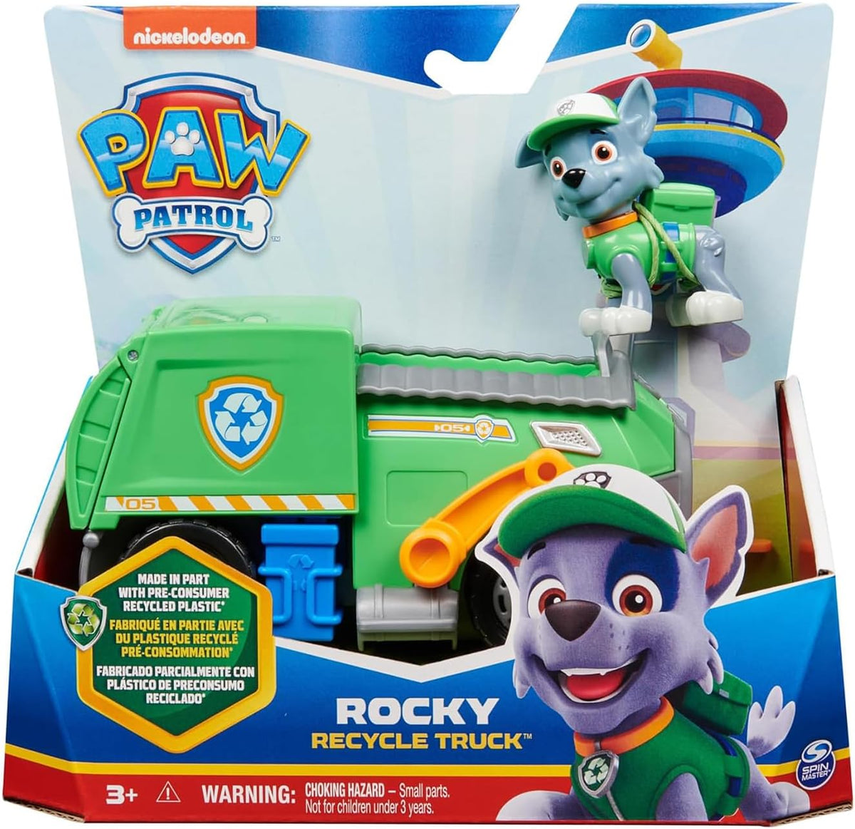 PAW Patrol, Rocky’s Recycle Truck Vehicle with Collectible Figure, Preschool Toys for Boys & Girls Ages 3 and Up