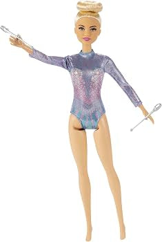 Barbie Rhythmic Gymnast Doll & Themed Accessories
Fashion Doll Wearing Leotard, 2 Clubs & Ribbon Accessory, Ages 3+