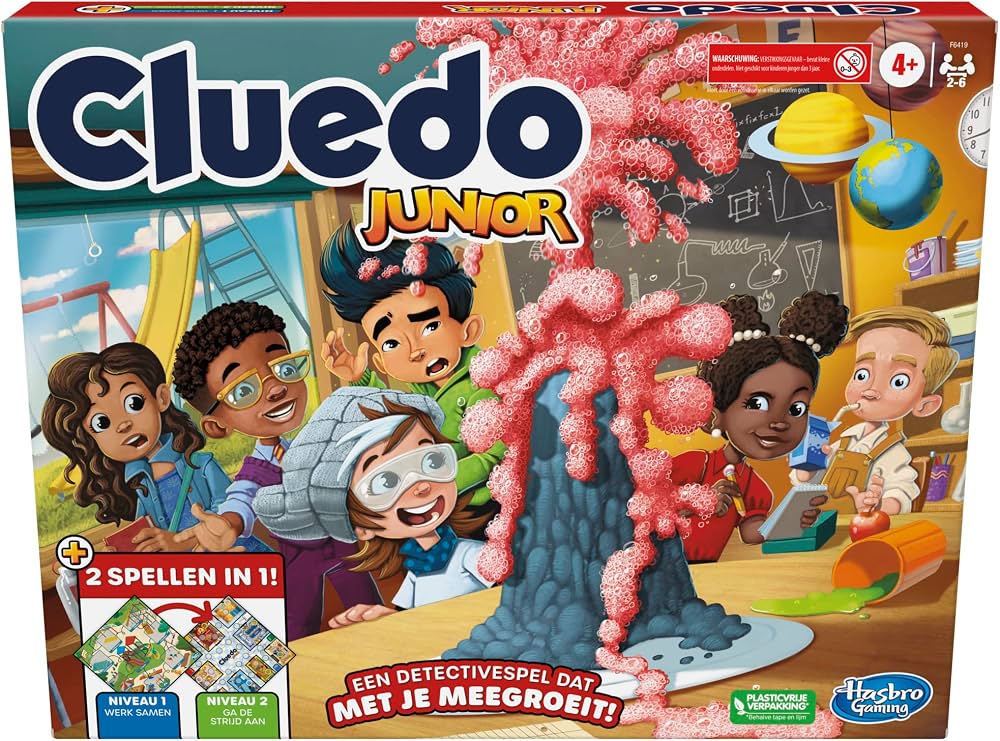 Hasbro Gaming Cluedo Junior Game, 2-Sided Game Board, 2 Games in 1, Detective Cluedo Game for Young Children, Board Games for Kids, Junior Games (Dutch Version)