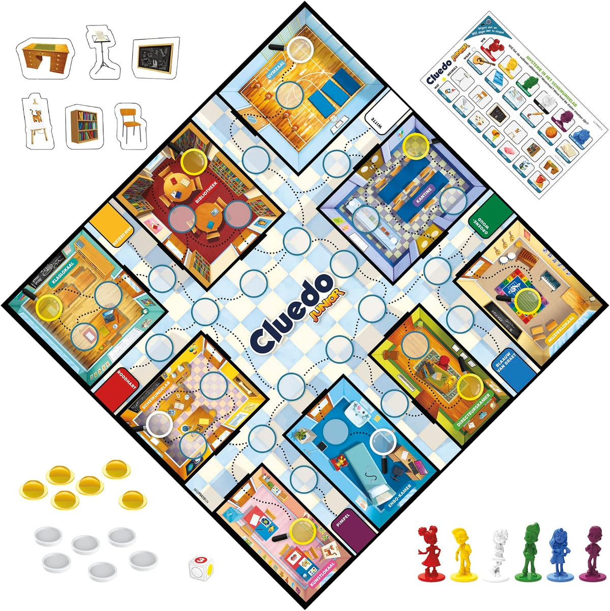Hasbro Gaming Cluedo Junior Game, 2-Sided Game Board, 2 Games in 1, Detective Cluedo Game for Young Children, Board Games for Kids, Junior Games (Dutch Version)
