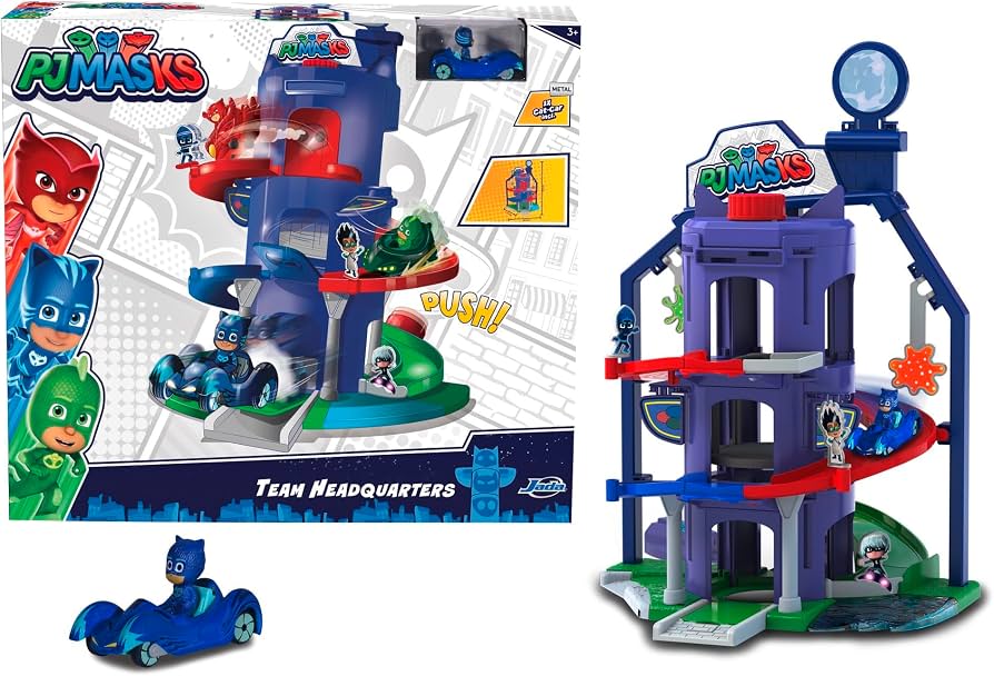 Dickie Toys PJ Masks Headquarters Playset Including Catboy in Catcar, Many Functions, Pyjama Heroes Activity Station, Age 3