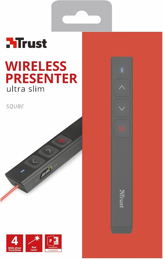 Trust 21946 Ultra-Slim Wireless Laser Presenter - Black