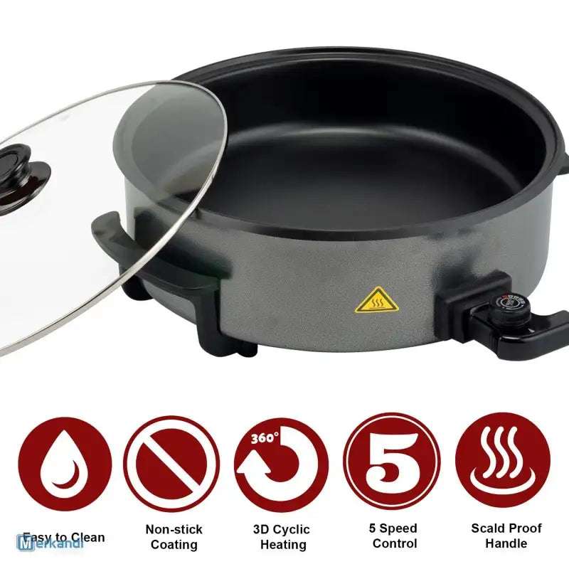 Pizza pan, Paellera, Electric Frying Pan, with Non-Stick Coating, with