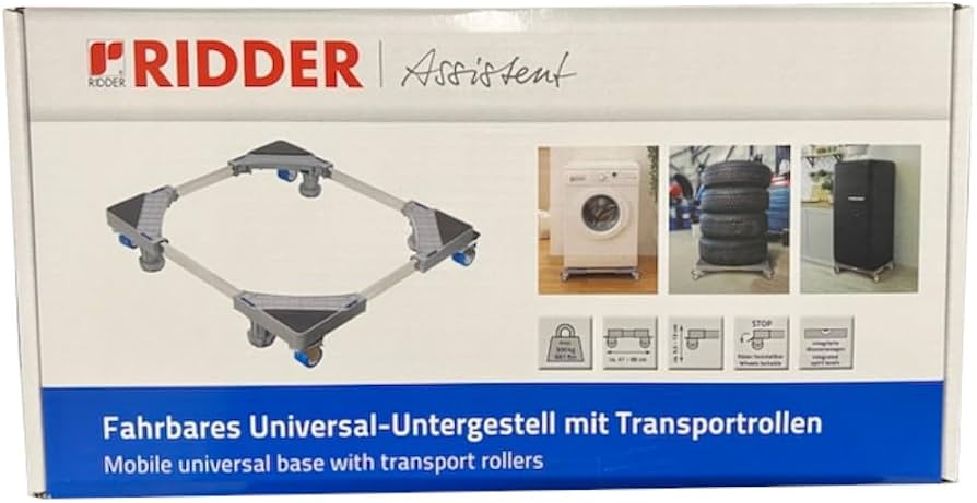 Mobile Universal Base Frame with Transport Castors Made of Plastic and Stainless Steel Adjustable Dimensions Approx. 9.5-13 x 41-68 cm