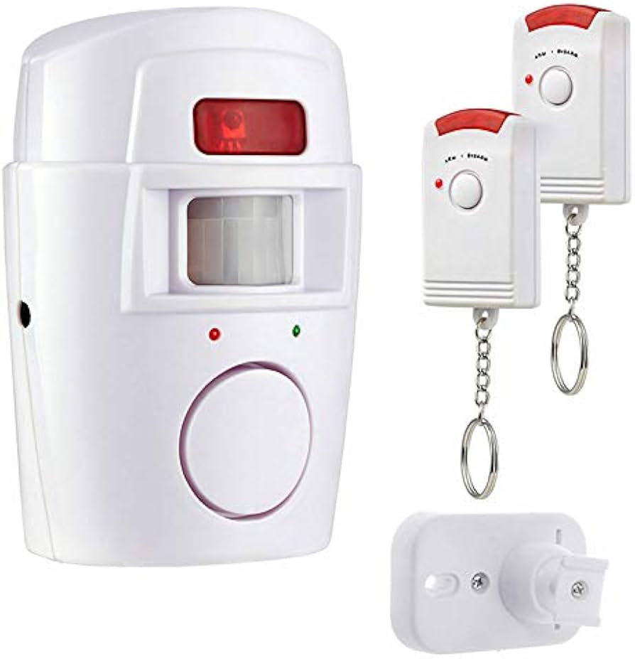Wireless PIR Motion Sensor Alarm with 2 Remote Controls, Home Security–Battery Powered-for Summer House Shed Garage Caravan Security