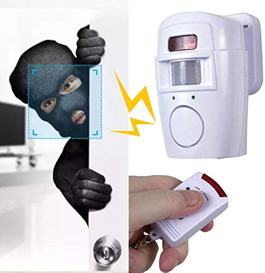 Wireless PIR Motion Sensor Alarm with 2 Remote Controls, Home Security–Battery Powered-for Summer House Shed Garage Caravan Security