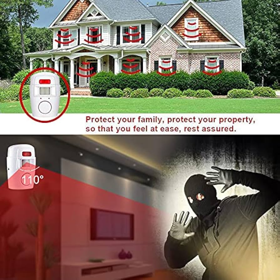 Wireless PIR Motion Sensor Alarm with 2 Remote Controls, Home Security–Battery Powered-for Summer House Shed Garage Caravan Security