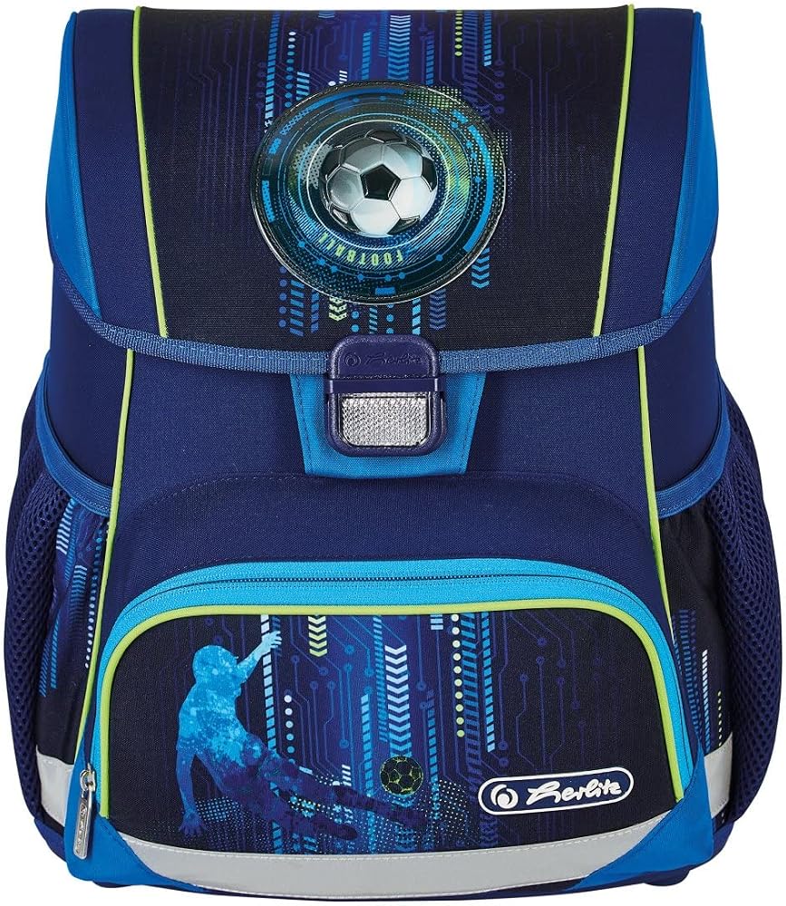 Herlitz® School Backpack Loop Youth School Bag Back Bag | 16L Capacity | Men's Women's Unisex Sports | Student Casual | Roomy Durable | Soccer, Multicolor, Modern, Multicolor, Modern