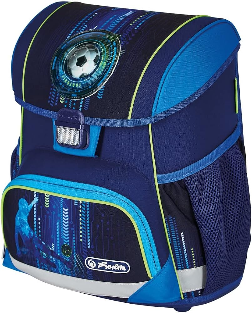 Herlitz® School Backpack Loop Youth School Bag Back Bag | 16L Capacity | Men's Women's Unisex Sports | Student Casual | Roomy Durable | Soccer, Multicolor, Modern, Multicolor, Modern