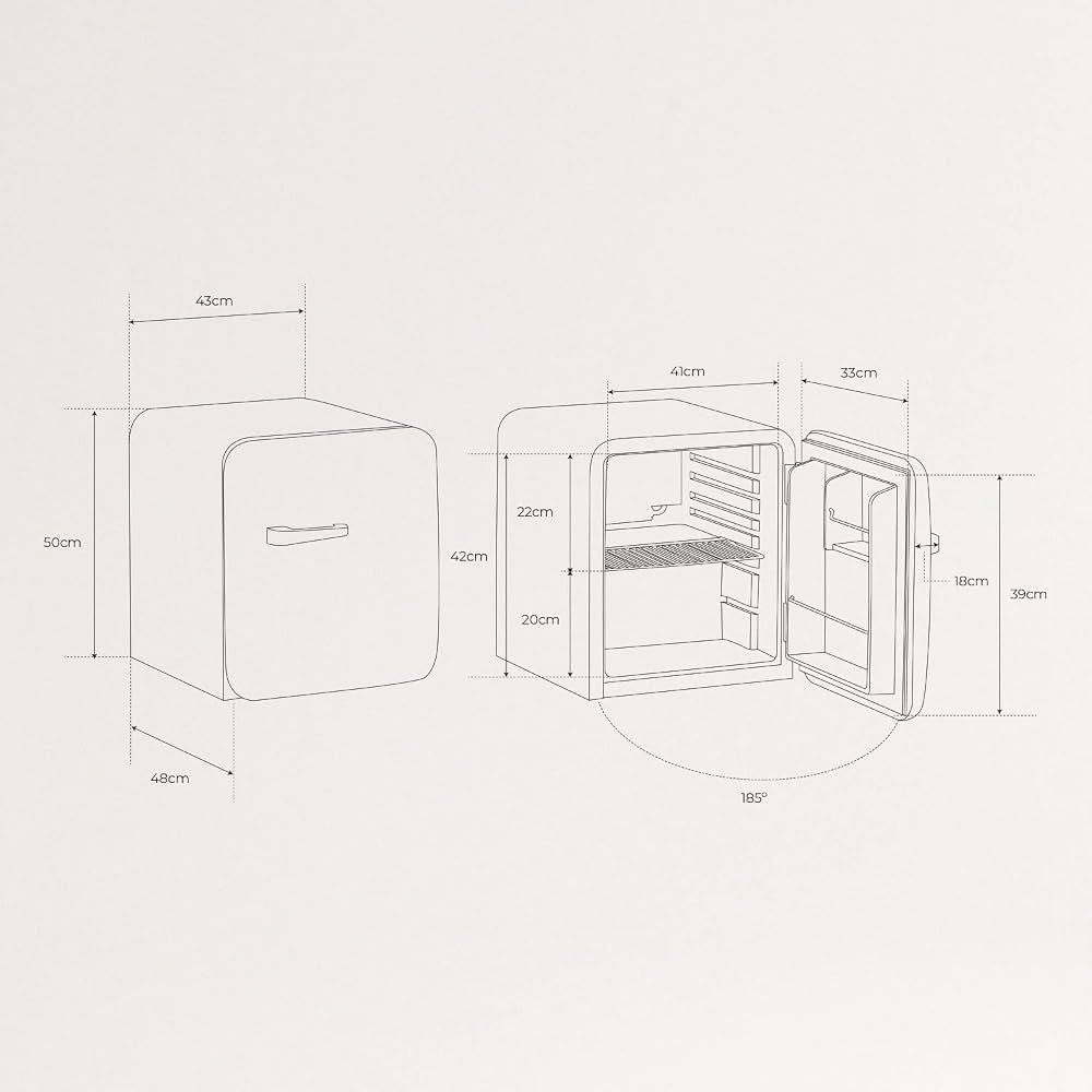 CREATE Retro Refrigerator — 48 L / 1.7 cu ft Compact Fridge with Vintage Design