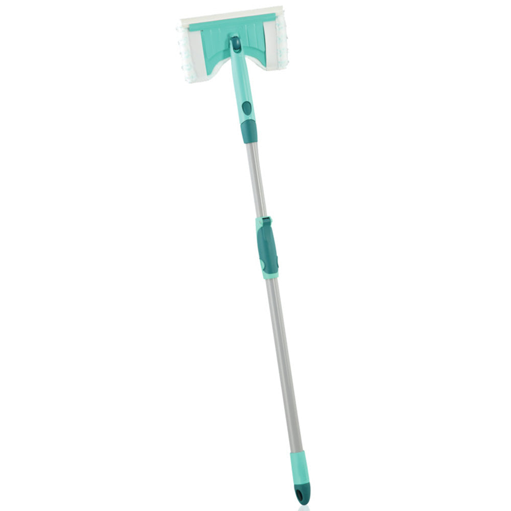 Leifheit Tile and Bathtub Wiper Flexi Pad w/ Telescopic handle L41700& Leifheit Bath Cleaner Micro Duo Pad, Click System free & Leifheit Classic Foam Broom for Click System Handles, width 34 cm, Useful for Allergy Suffers as Dust is not Whirled Up, No Dus