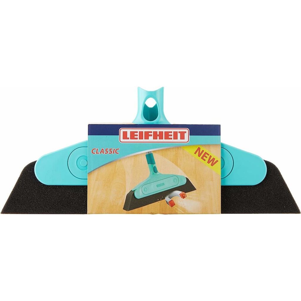 Leifheit Tile and Bathtub Wiper Flexi Pad w/ Telescopic handle L41700& Leifheit Bath Cleaner Micro Duo Pad, Click System free & Leifheit Classic Foam Broom for Click System Handles, width 34 cm, Useful for Allergy Suffers as Dust is not Whirled Up, No Dus