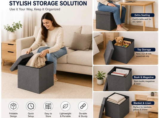 Livarno Home Storage Ottoman / Folding Pouffe