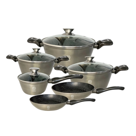 Prime Kitchen Forged 10-Piece Cookware Set, Marble Coating