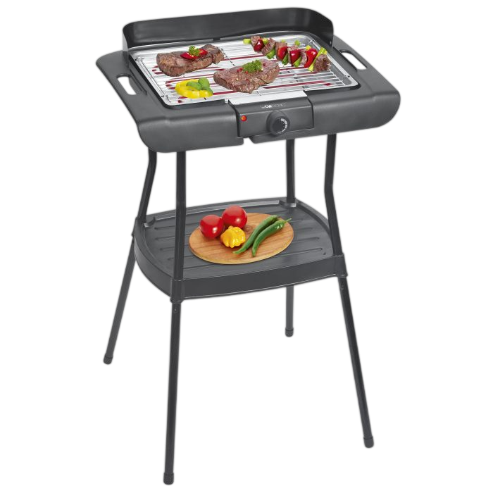 Clatronic 2-in-1 Barbecue Stand & Table Grill — Indoor / Outdoor with Wind Guard