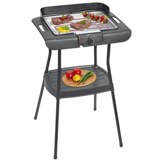 Clatronic 2-in-1 Barbecue Stand & Table Grill — Indoor / Outdoor with Wind Guard