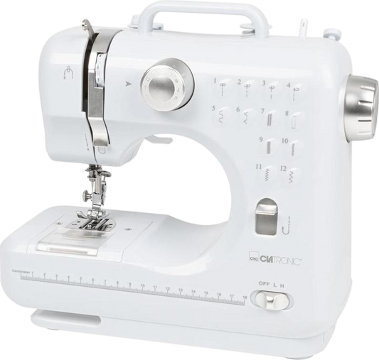 Clatronic Sewing Machine — 12 Stitch Programmes, Beginner Friendly, Battery Option