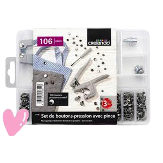 Crelando 106-Piece Snap Button Set with Pliers