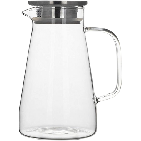 ERNESTO Glass Jug 1.2 L — approx. 10 x 23.5 cm with Stainless Steel Strainer Lid