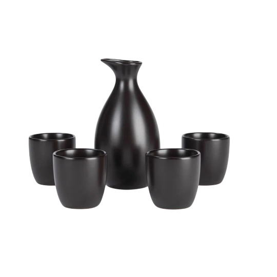 Ernesto Sake Set — 5 Pieces, 310 ml Carafe & 4 x 65 ml Cups, Matte Black