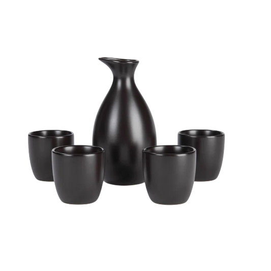 Ernesto Sake Set — 5 Pieces, 310 ml Carafe & 4 x 65 ml Cups, Matte Black