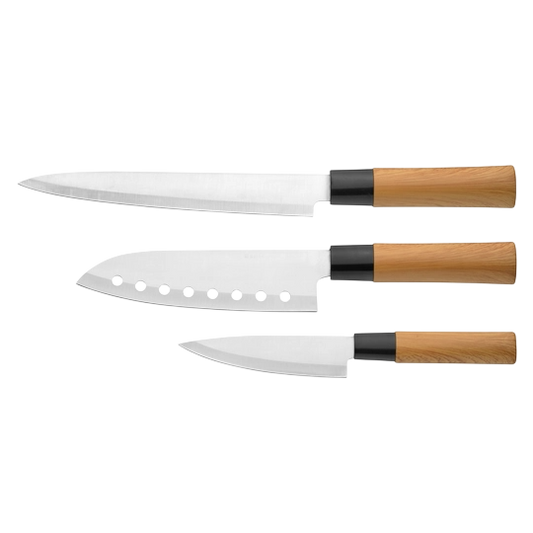 Esmeyer Messerset VESTA — 3-Piece Kitchen Knife Set with Stainless Blades and Wood-Look Handles