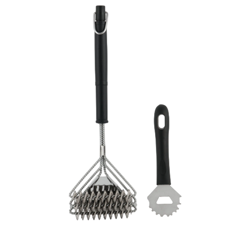 BBQ Grillbürste 2er-Set — Stainless Steel Grill Brush & Scraper with Polyester Cleaning Pad