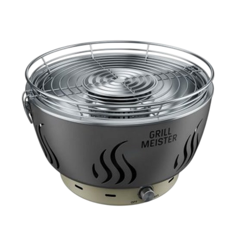 Grill Meister Charcoal Grill with Active Ventilation — Low-Smoke Table BBQ with Fan