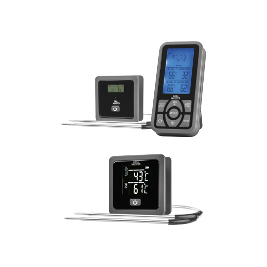GRILL MEISTER Funk-Grillthermometer — Wireless BBQ Thermometer, approx. 50 m Range, Dual Probe