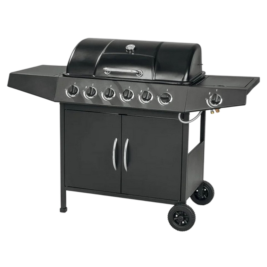Grill Meister Gas BBQ Trolley — Multi-Burner Barbecue with Side Shelves