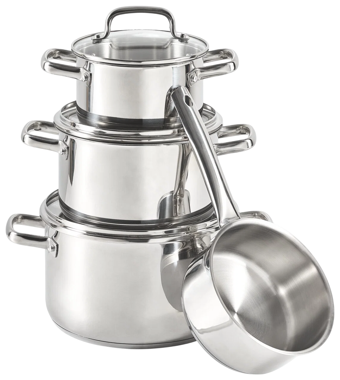 Homeware Kochtopfset — 4-Piece Stainless Steel Pot Set with Glass Lids