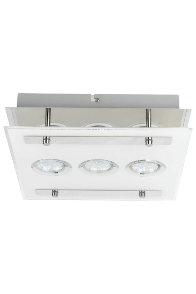 Livarno home LED Wall / Ceiling Light — 3-Spot, Polished Chrome & Glass, 3000 K Warm White, Bulbs Included