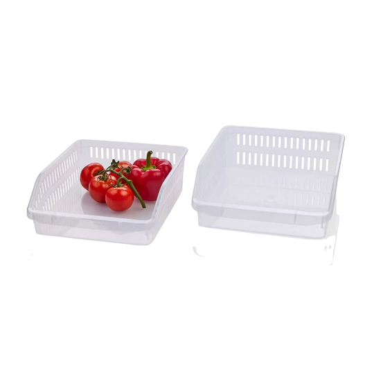 LIVARNO home BASIC Paniers de rangement pour cuisine — Set of 2, approx. 25.6 x 9.5 x 30 cm, Fridge Suitable