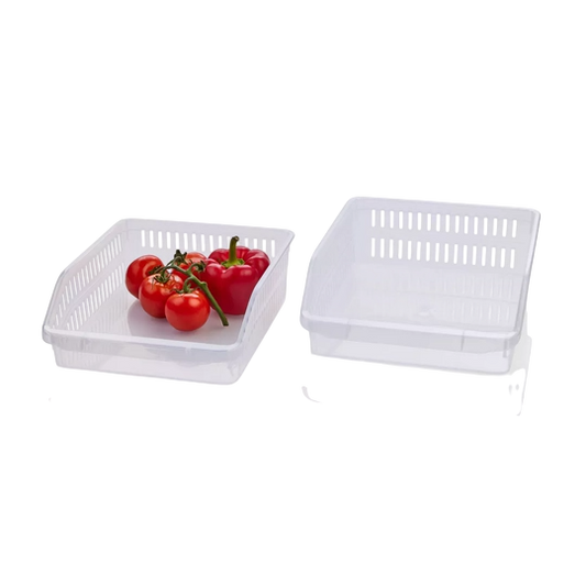 LIVARNO home BASIC Paniers de rangement pour cuisine — Set of 2, approx. 25.6 x 9.5 x 30 cm, Fridge Suitable