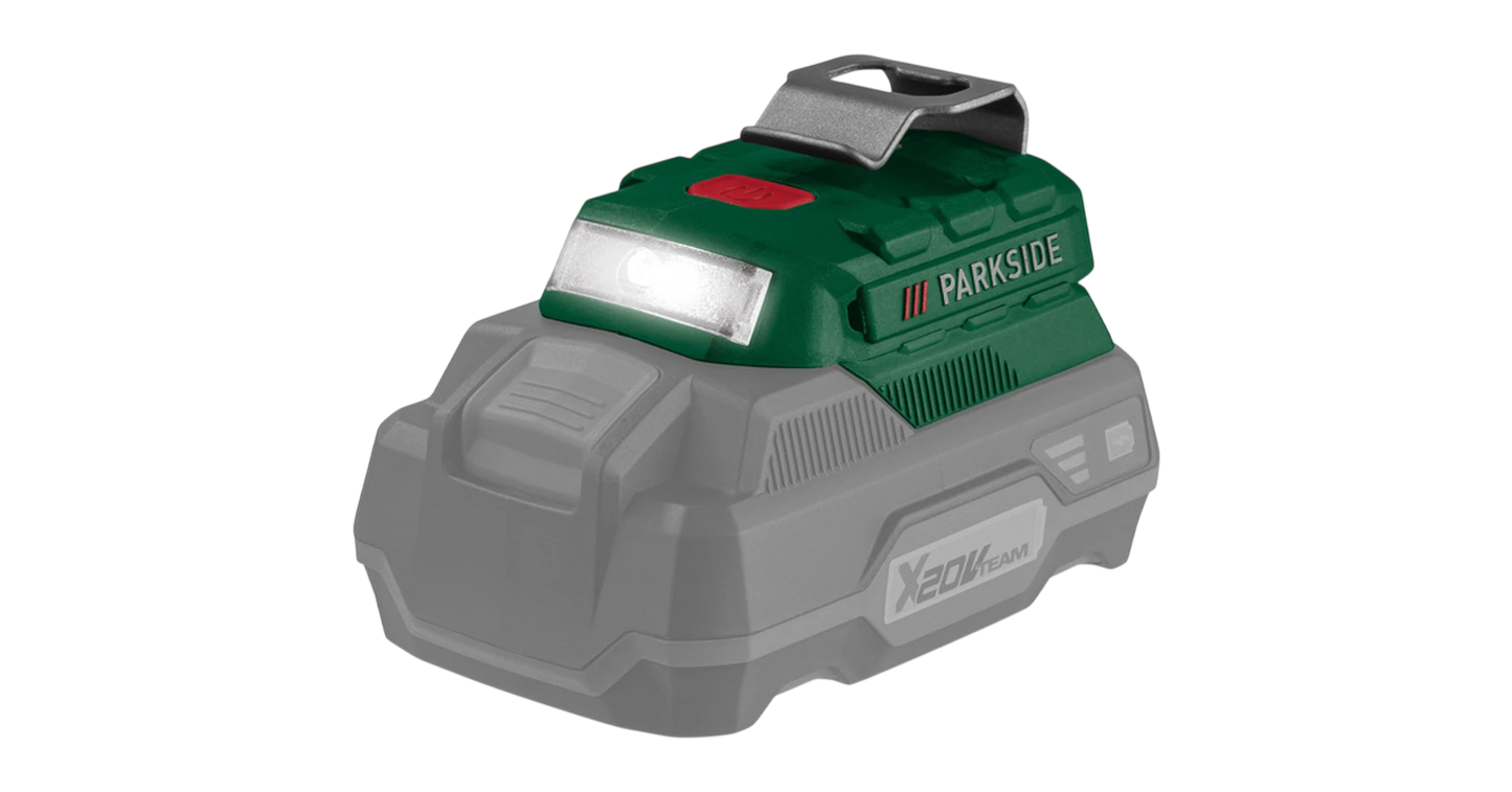 Parkside Akku-USB-Adapter mit LED-Leuchte — Turn Your 20V Battery into a Powerbank (Bare Unit)