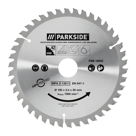 Parkside 190 mm Circular Saw Blade — 42 Teeth, 30 mm Bore