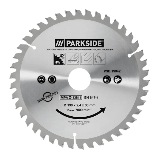 Parkside 190 mm Circular Saw Blade — 42 Teeth, 30 mm Bore