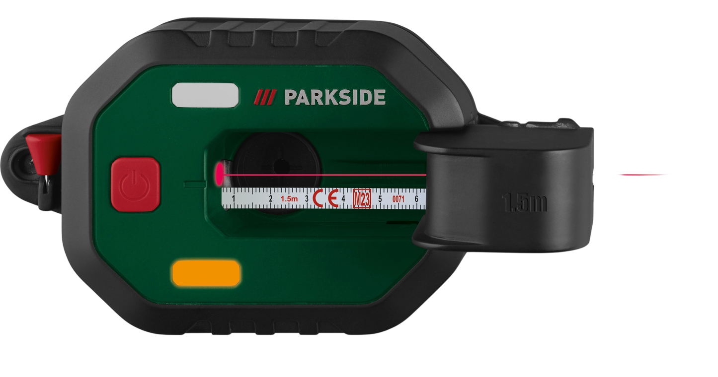 Parkside Laser-Wasserwaage mit Maßband — Laser Level with Built-In 1.5 m Tape