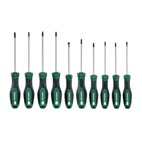Parkside 10-Piece Magnetic Screwdriver Set — Green